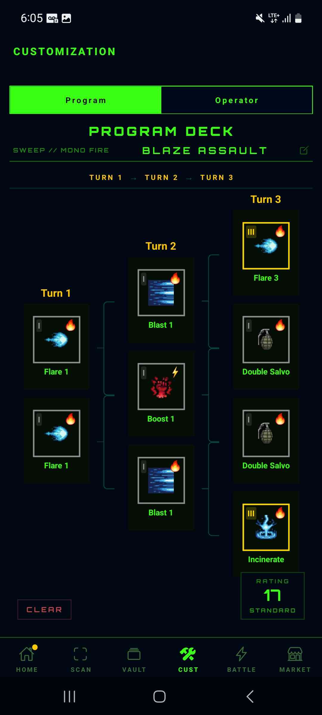 Program deck customization screen building fire-element deck